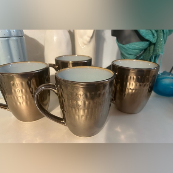 4 Food Network “Angelica” bronze, metallic mug with light blue inside. 4” - Picture 1 of 15